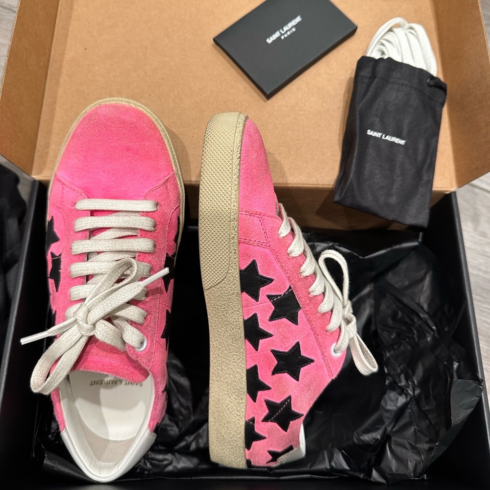 Saint Laurent
Suede Graphic Print Sneakers
